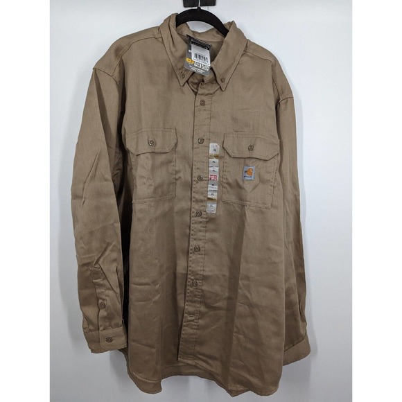 Carhartt Other - Carhartt Flame Resistant Men SZ XL Khaki Long Sleeve Lightweight Twill Workwear